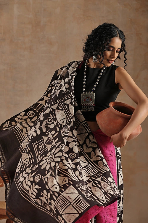 GC 'Art' Handwoven Hand Batik Pure Silk With Silkmark Saree