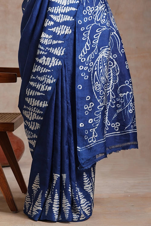 GC 'Ocean' Handwoven Hand Batik Pure Silk With Silkmark Saree