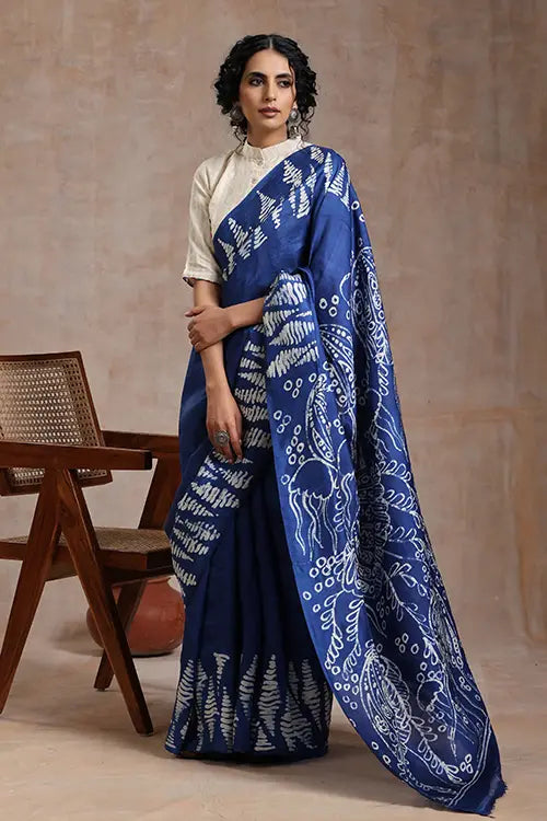 GC 'Ocean' Handwoven Hand Batik Pure Silk With Silkmark Saree