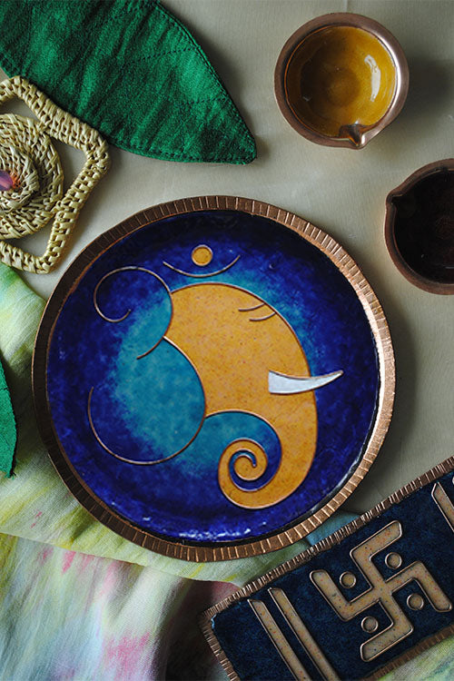 EkiBeki Omkara - Ganesha  Blue Wallplate