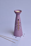 Antarang- Terracotta- Handcrafted- Purple Long Diya
