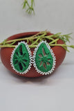 Antarang, Pan Green Stud Earings, 100% Cotton, Handmade By Divyang Rural Women