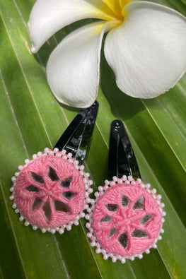 Antarang Handcrafted Black Tic Tac Pins By Divyang & Rural Women- Pink
