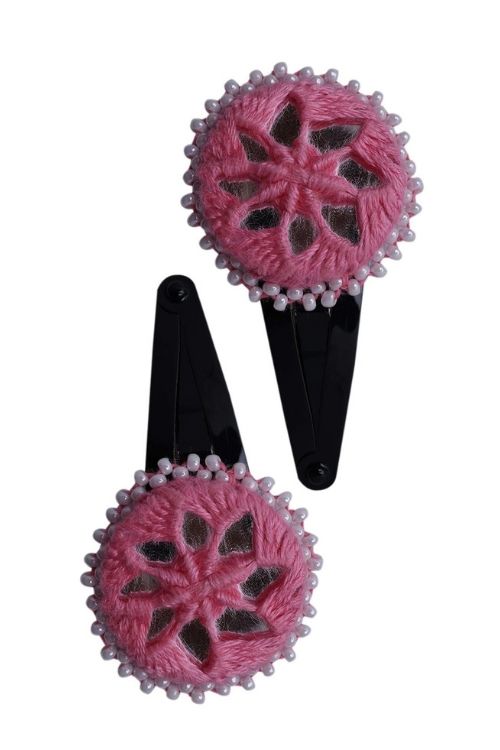 Antarang Handcrafted Black Tic Tac Pins By Divyang & Rural Women- Pink