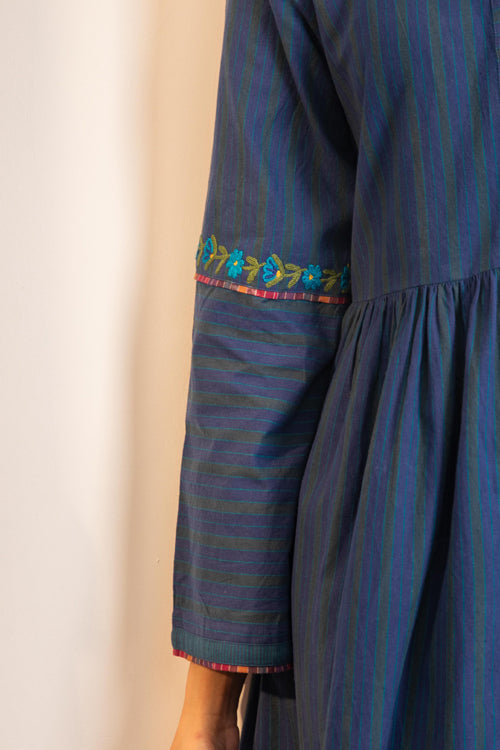 Rangsutra Haveli Blue Crewel Dress