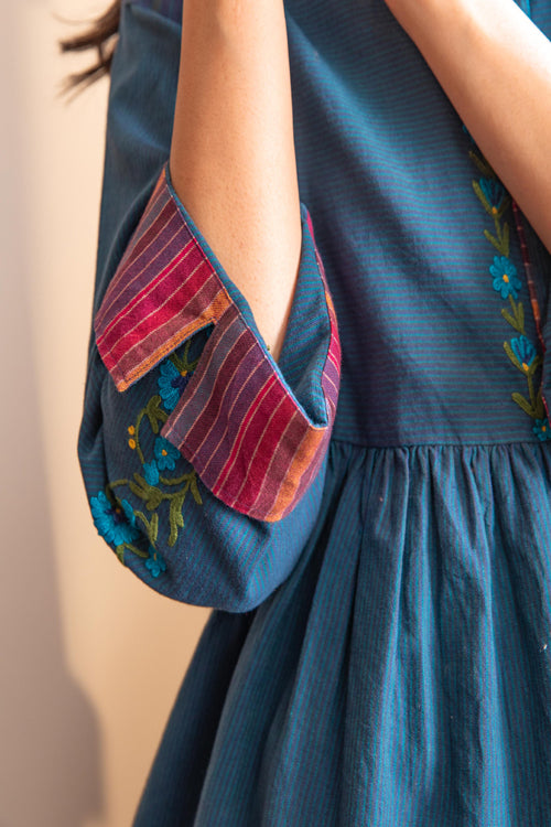 Rangsutra Haveli Crewel Blue Flared Top