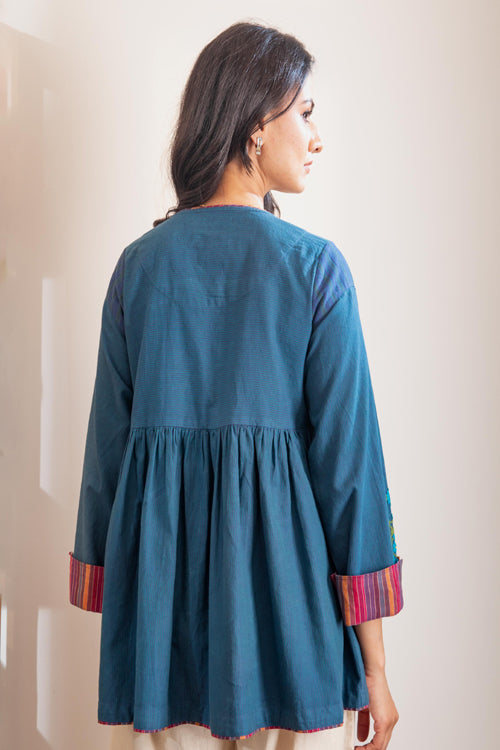 Rangsutra Haveli Crewel Blue Flared Top