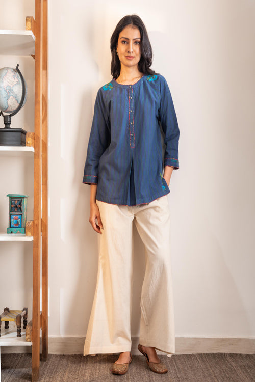 Rangsutra Haveli Crewel Blue Top