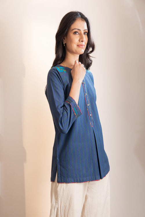 Rangsutra Haveli Crewel Blue Top