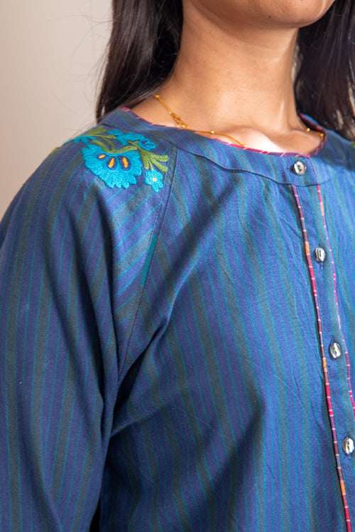 Rangsutra Haveli Crewel Blue Top