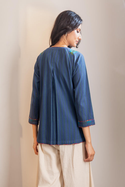 Rangsutra Haveli Crewel Blue Top