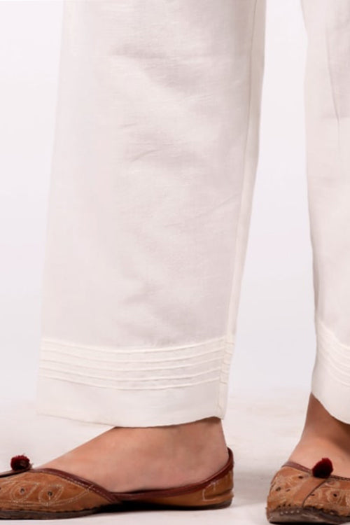 Dharan Linen Straight White Palazzo Pants For Women Online