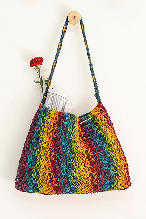 108Knots Maya  Blended Sriped Hand-Knotted Tote