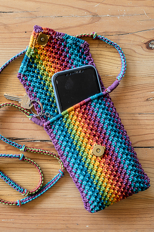 108Knots Sweven Striped Hand-Knotted Mobile Pouch