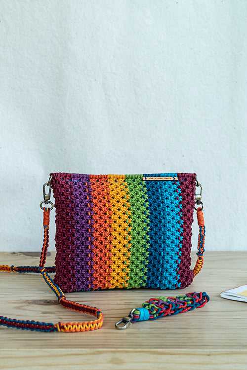 108Knots Gardenia Striped Hand-Knotted Sling Bag