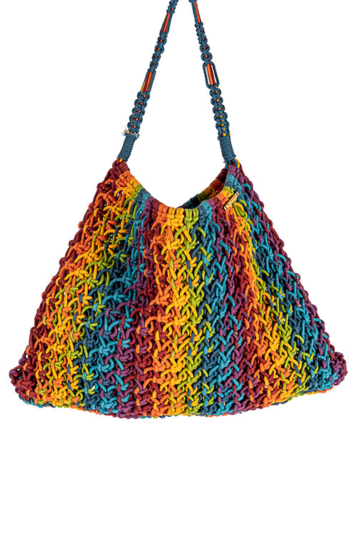 108Knots Maya  Blended Sriped Hand-Knotted Tote