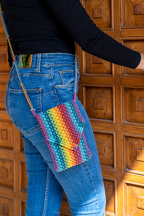 108Knots Sweven Striped Hand-Knotted Mobile Pouch