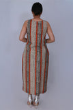 Dharan 'Bagru Border Dress' Beige Printed Sleeveless Dress