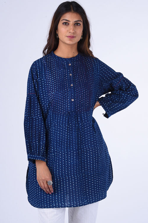 Dharan "Bundki Kurti" Blue Block Printed Top