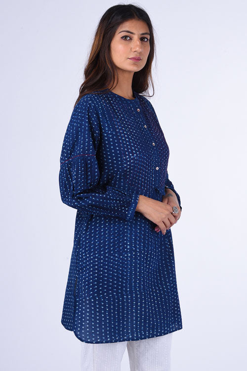 Dharan "Bundki Kurti" Blue Block Printed Top