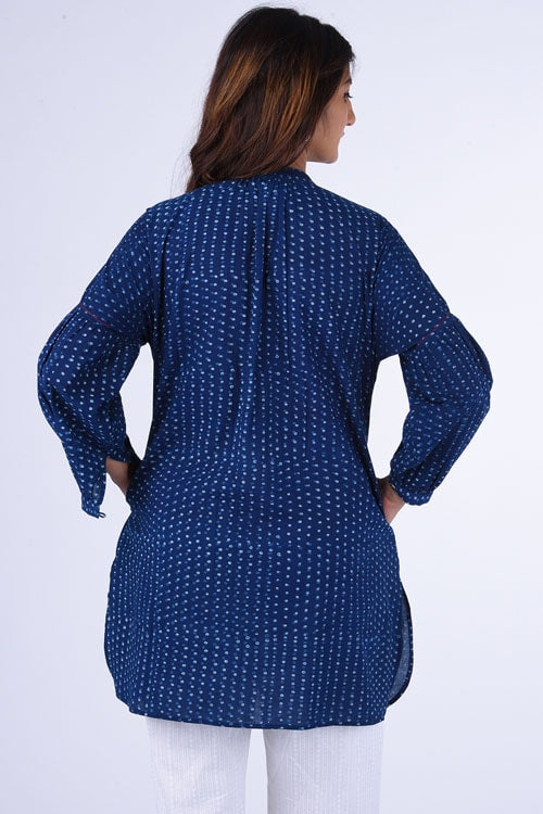 Dharan "Bundki Kurti" Blue Block Printed Top