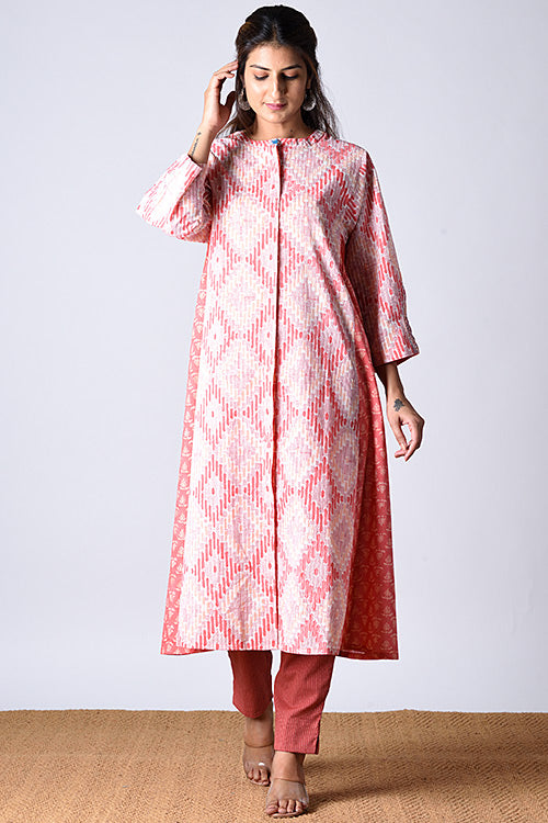 Dharan "Maahi Kurta" Red Block Printed Dress