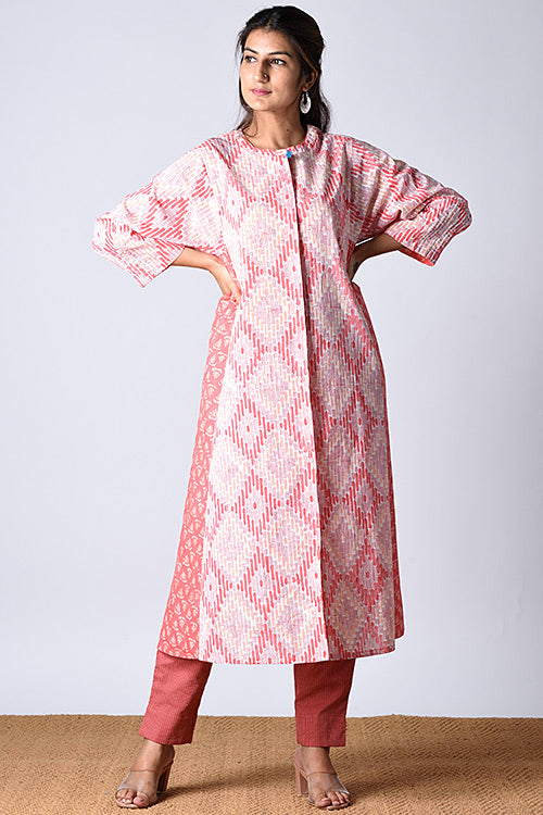 Dharan "Maahi Kurta" Red Block Printed Dress