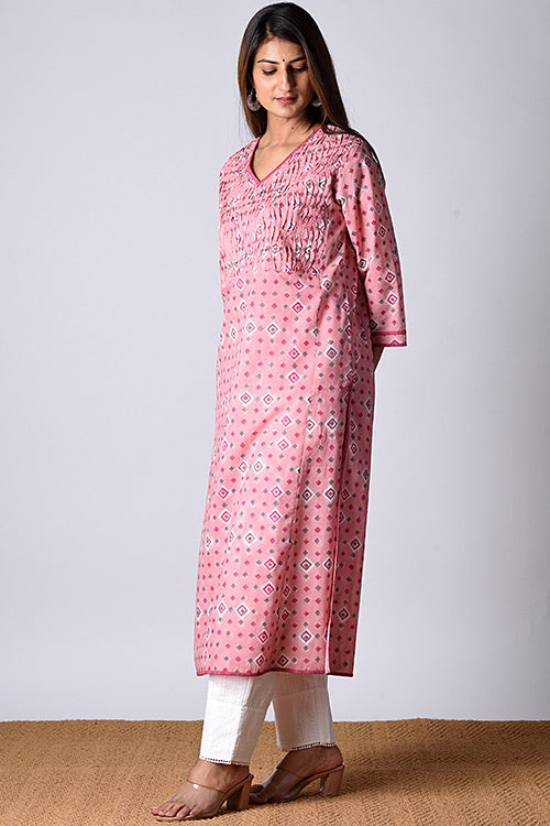 Dharan Heera Pink Block Printed Kurta For Women Online