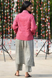 Dharan "Pink Overlap Quilted Jacket" Pink Block Printed Reversible jacket
