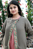 Dharan Peach Quilted Long Reversible Jacket For Women Online