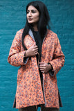 Dharan Orange Grey Side Yoke Quilted Reversible Jacket For Women Online