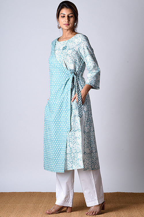 Dharan Jama Green Block Printed Kurta For Women Online