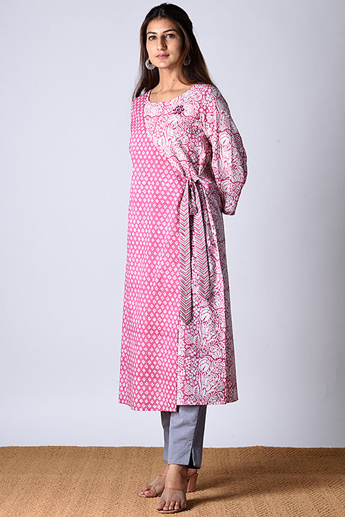 Dharan Jama Pink Block Printed Kurta For Women Online
