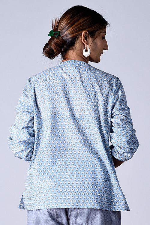 Dharan "Dili Top" Blue Block printed Shirt