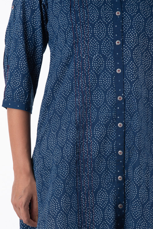 Dharan Diya Indigo Handblock Printed Cotton Kurta For Women Online