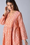 Dharan Upavan Peach Block Printed Dress For Women Online