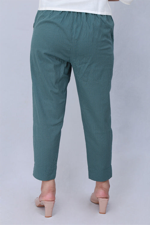 Dharan 'Green Narrow Pant' Green Woven Pants
