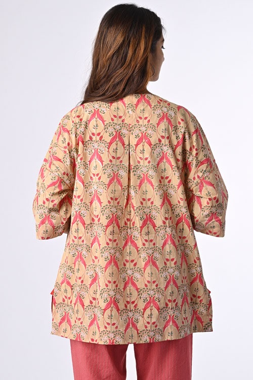 Dharan "Kuhu Top" Fawn Block Printed Top