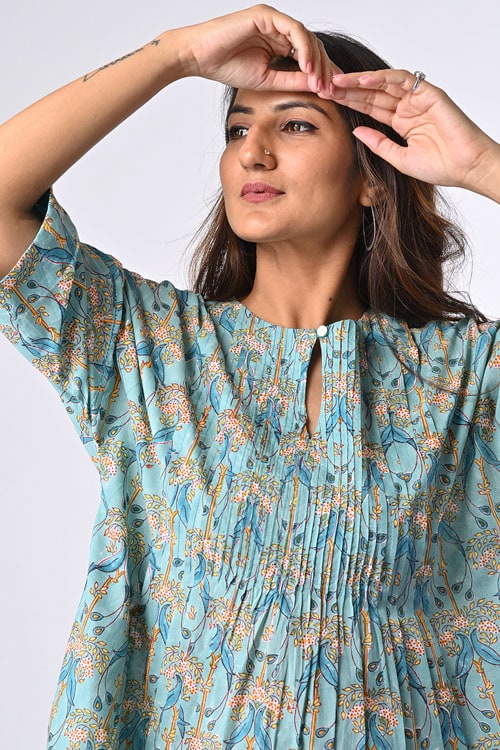 Dharan "Kuhu Top" Jade Block Printed Top