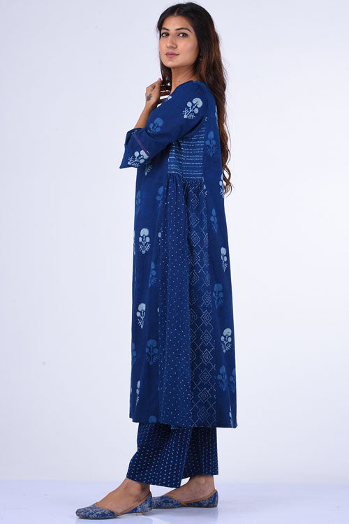 Dharan "Rasa Dress" Indigo Block Printed Dress