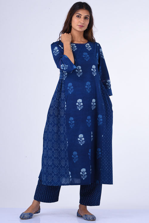Dharan "Rasa Dress" Indigo Block Printed Dress