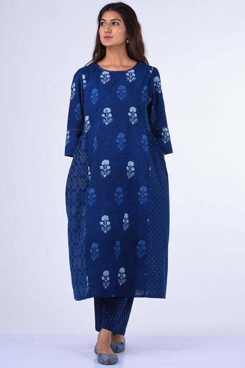 Dharan "Rasa Dress" Indigo Block Printed Dress