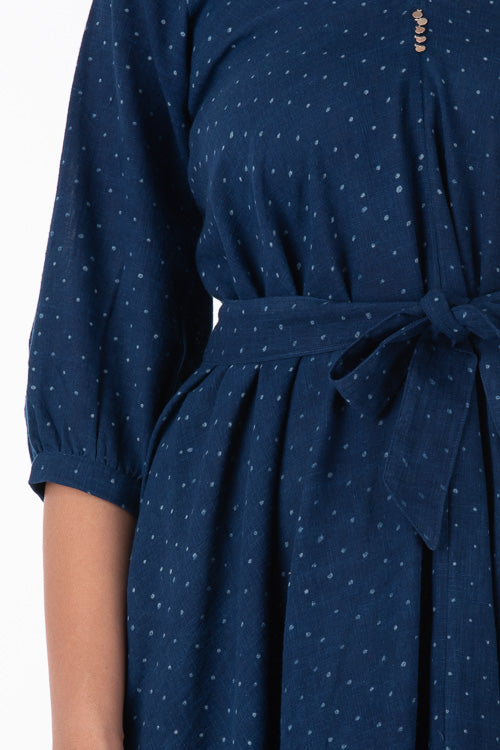 Dharan Khushi Indigo Block Printed Dress For Women Online