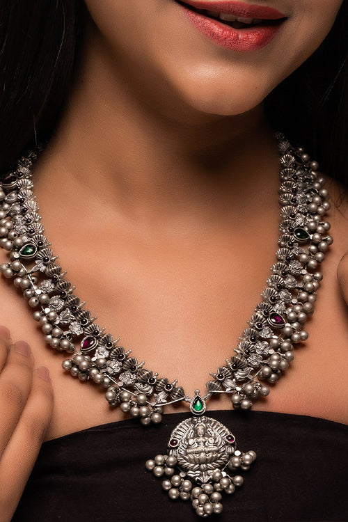 TICH Pure Silver Traditional Maharashtrian Neckpiece - Saaz