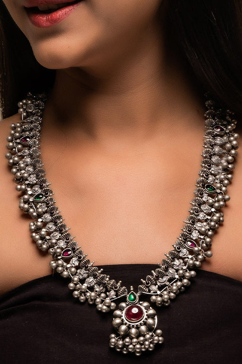TICH Pure Silver Traditional Maharashtrian Neckpiece - Saaz