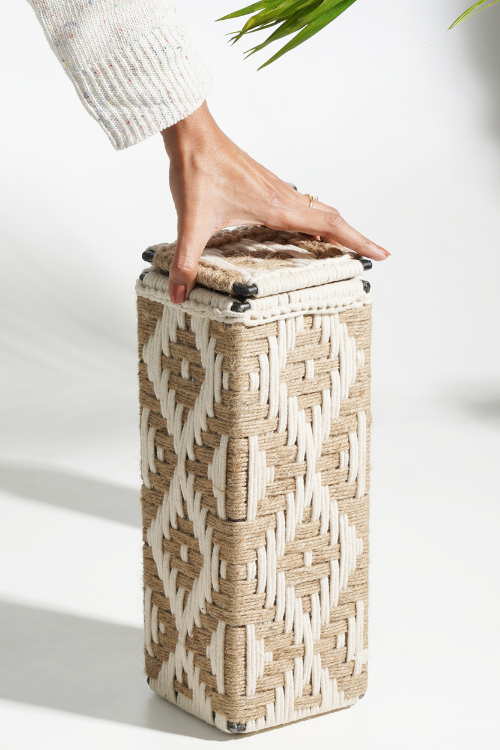 Sirohi Svelte Yellow And Jute Wine Box