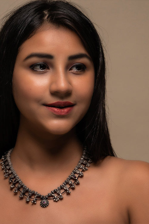 TICH Pure Silver Traditional Maharashtrian Neckpiece - Saaz