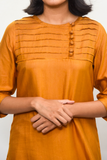  Sadhna Mumal Mustard Short Cotton Silk Kurta For Women Online