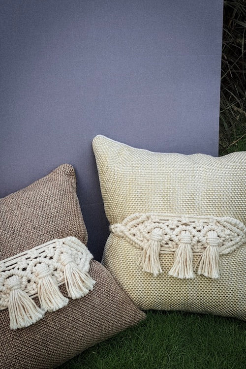 "House of Macrame" Macramé Triple Tassel Adjustable Cushion Belts (Set of 2)