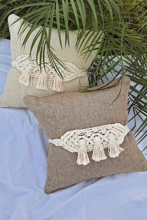 "House of Macrame" Macramé Triple Tassel Adjustable Cushion Belts (Set of 2)